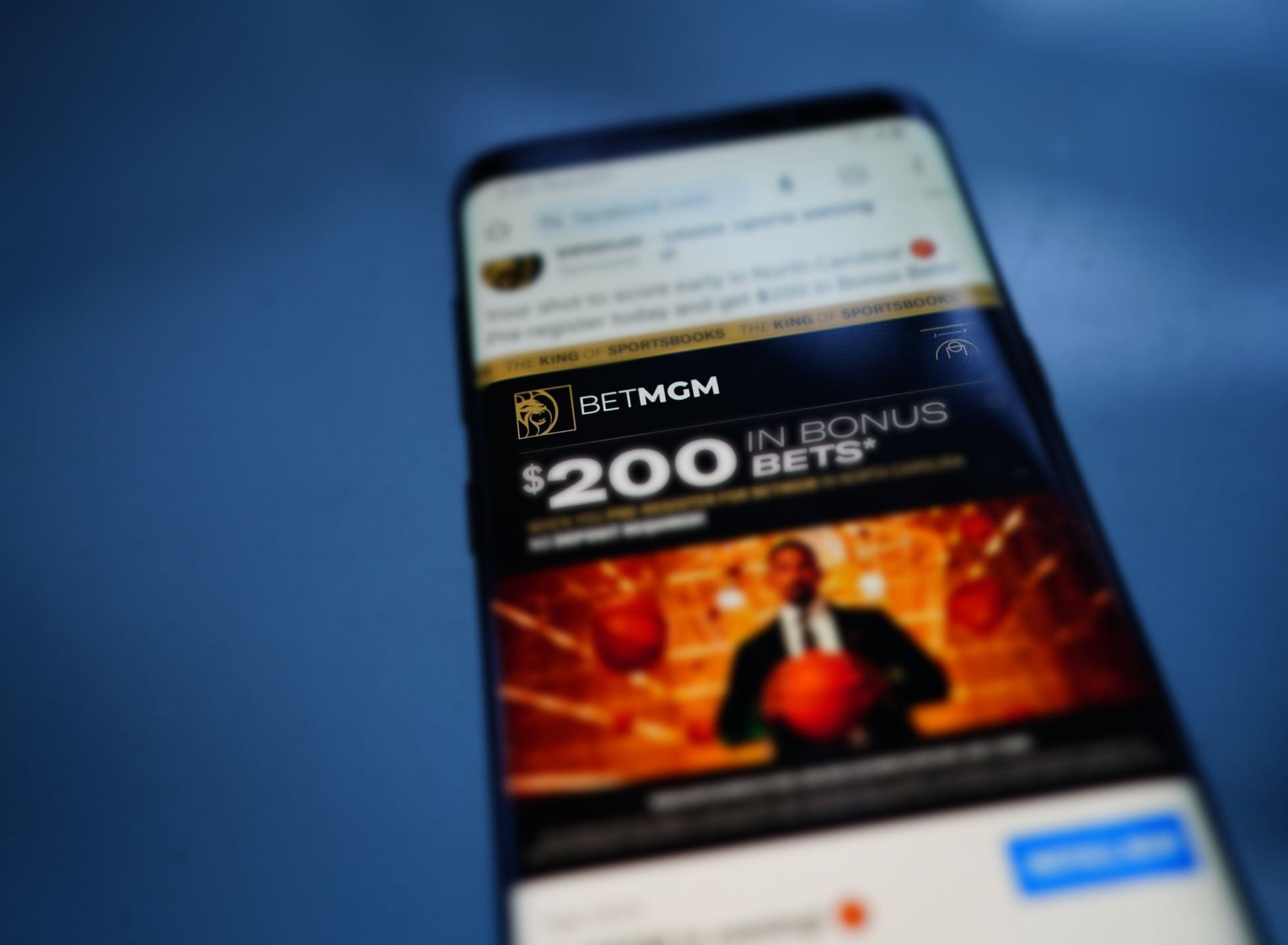 photo of phone with gambling advertisement