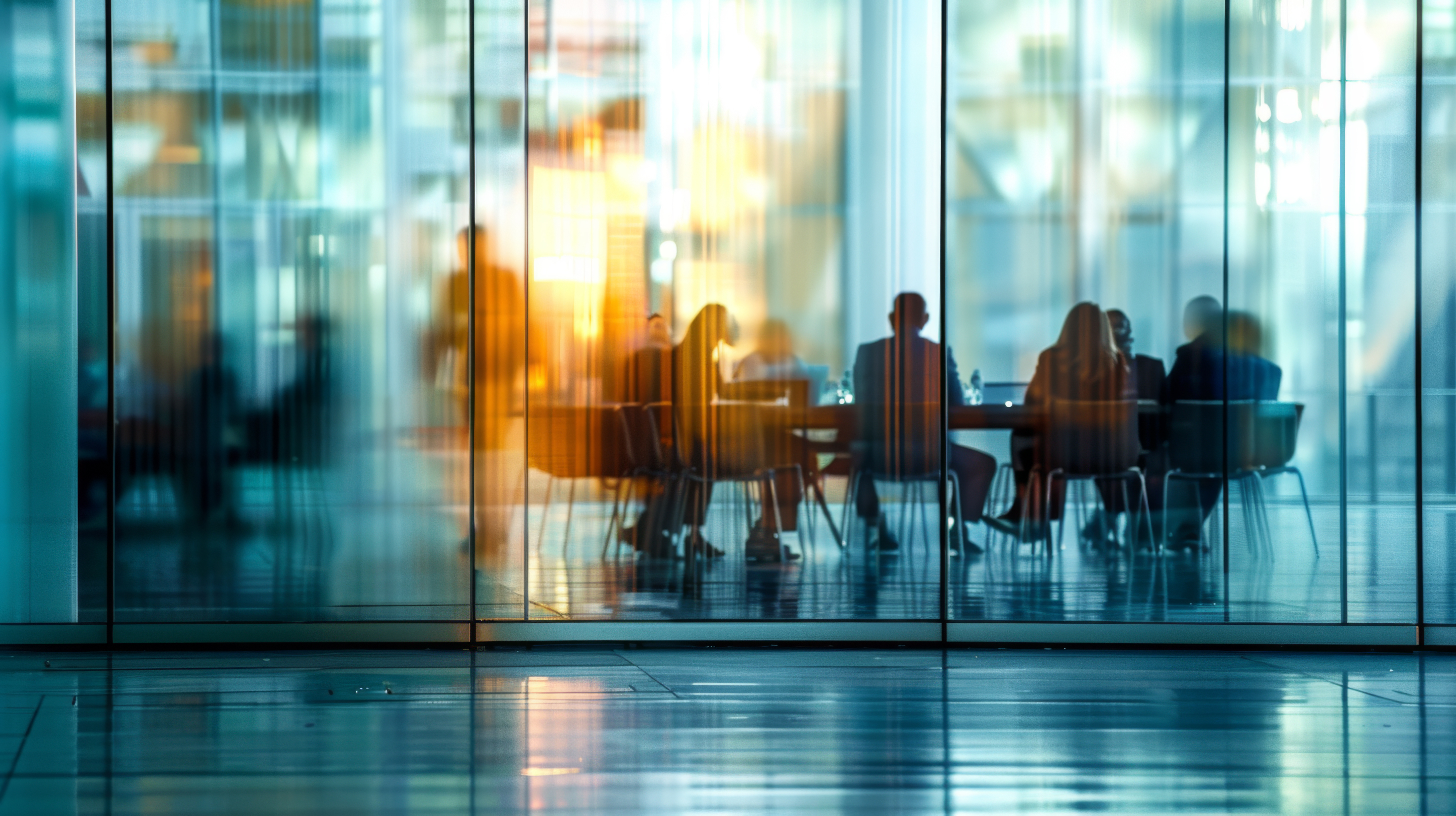 photo of workers discussing corporate strategy