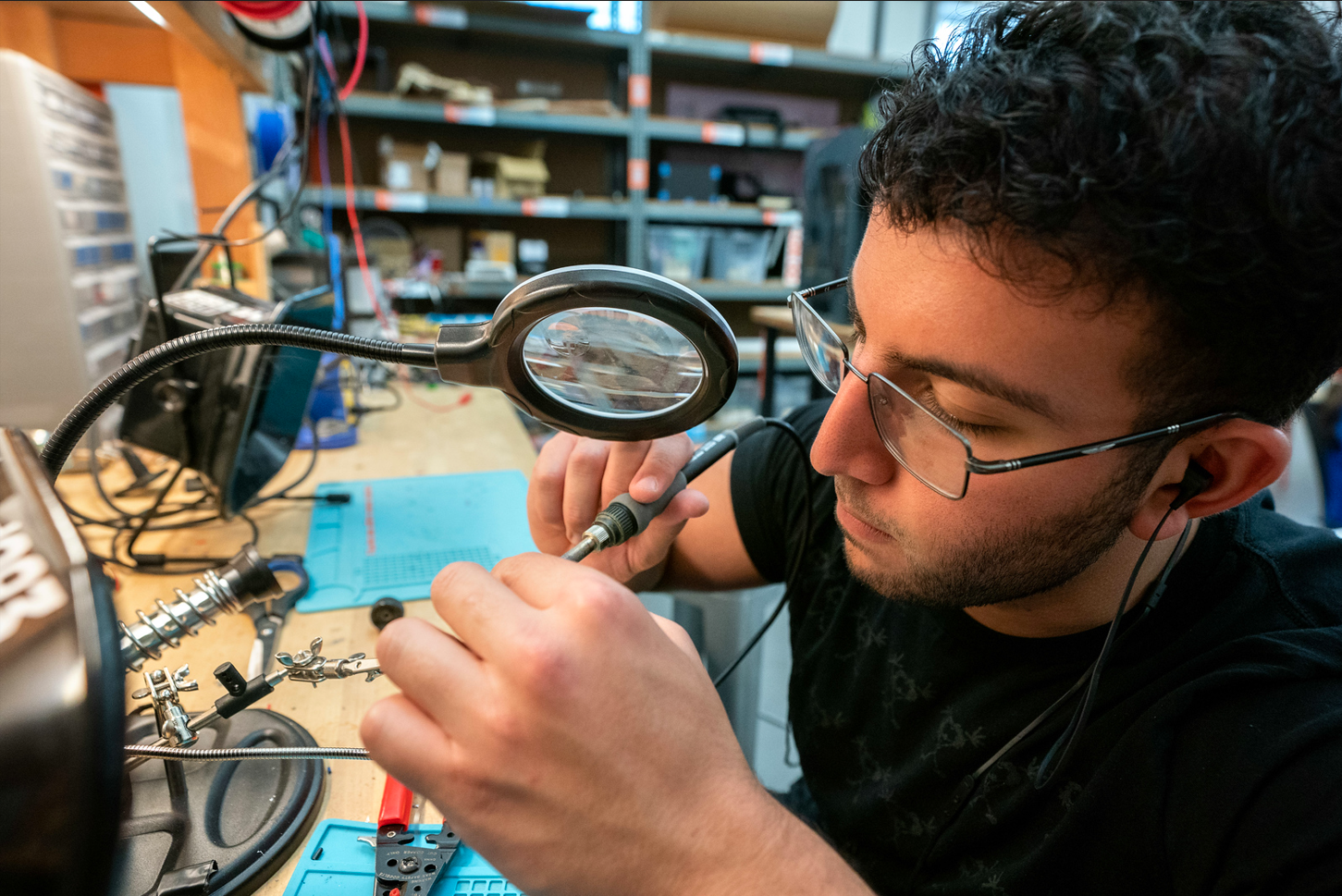 Male student works in lab